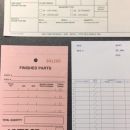 Simple snap out forms for inventory and  manufacturing control
